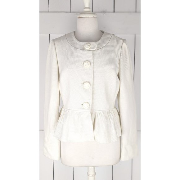 ECI New York ivory ruffle short cropped blazer jacket 10 - Picture 2 of 7